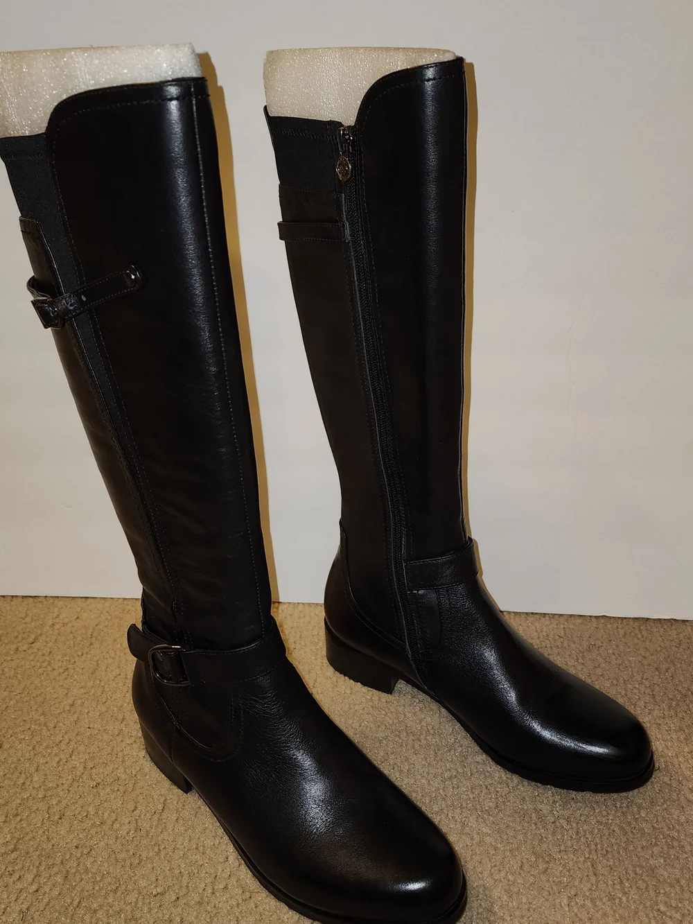 Sole Mani Classic Black Leather Riding Boots - Slim Calf Size 8